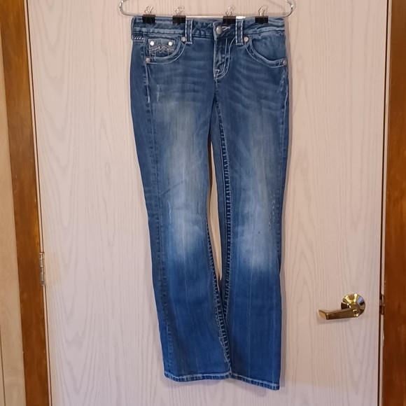 Miss Me Jeans, Size 27, Distressed, Bedazzled, Signature-Rise, Boot Cut, 30 x 32 - Picture 1 of 9